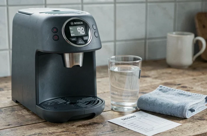 Cafetière Tassimo Bosch avec solution de vinaigre blanc pour détartrage naturel maison sans pastille Tassimo